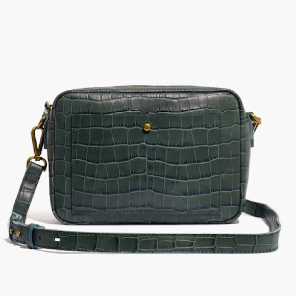 Madewell Handbags - Madewell Green Leather Croc-Embossed Transport Camera Bag